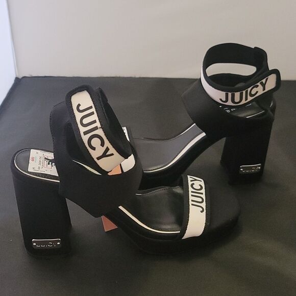 BRAND NEW JUICY COUTURE WOMEN'S GLISTEN PLATFORM STRETCH HEEL SANDALS R3 - Picture 8 of 15